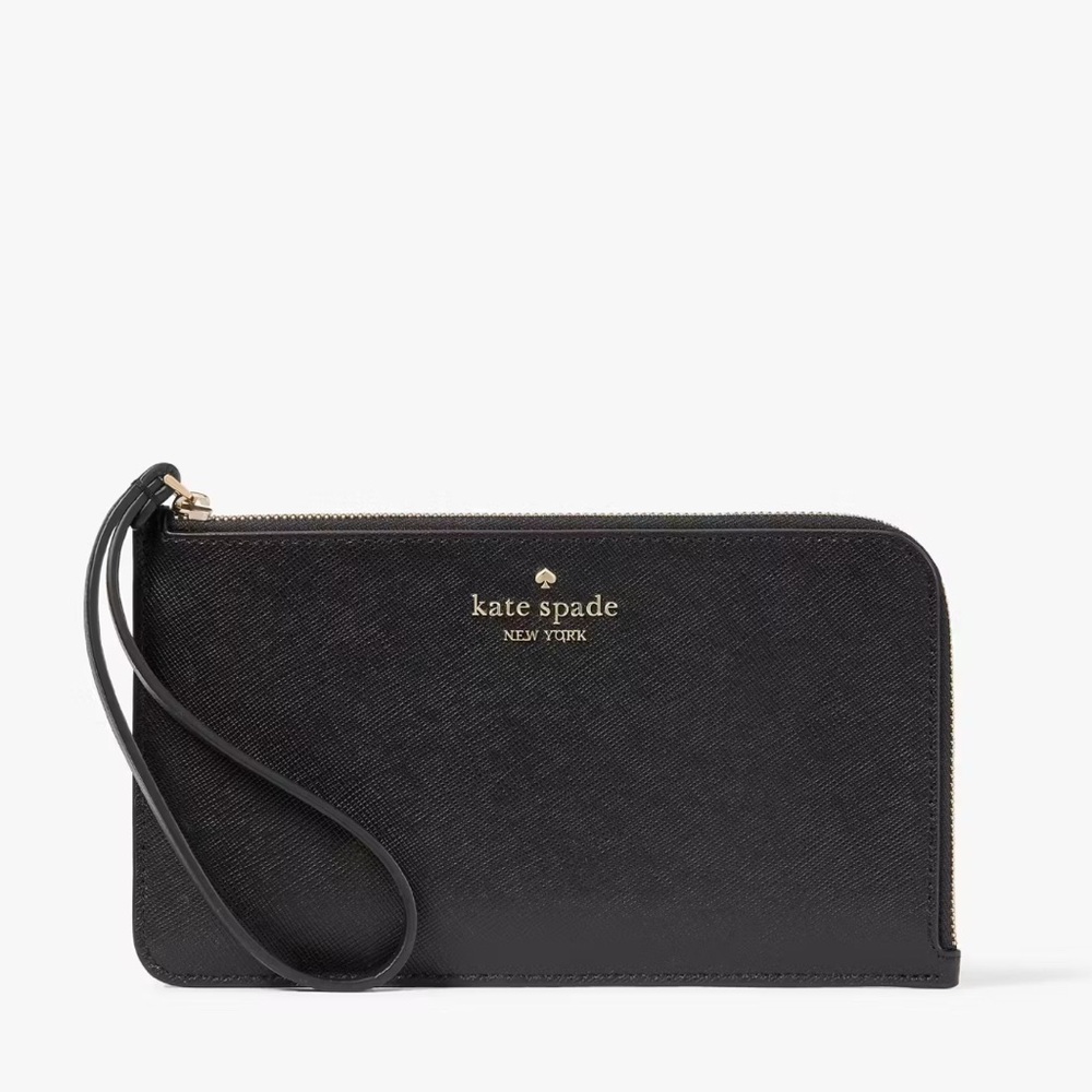 Kate Spade Lucy Medium LZip Black Wristlet NWT SOLD OUT - Picture 1 of 3
